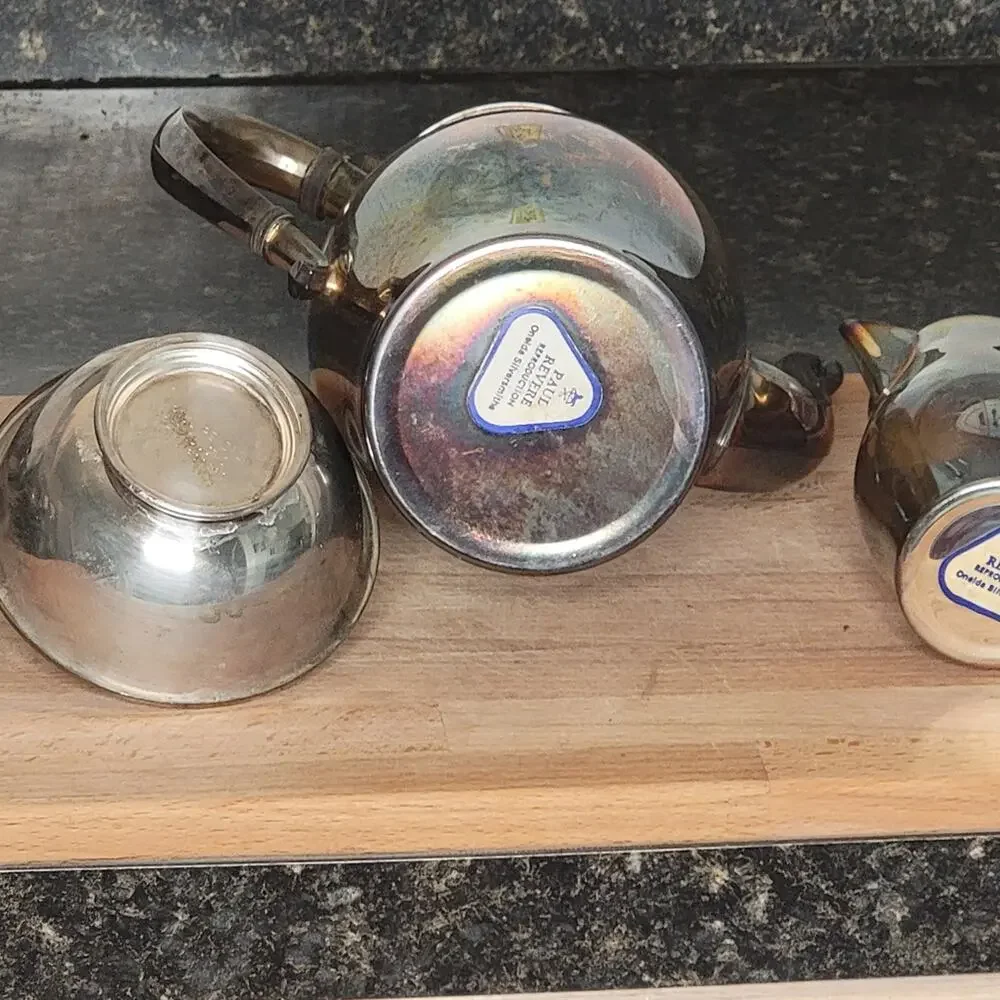 Paul Revere William Rodgers Silver Coffee Server, Sugar Bowl, and Creamer